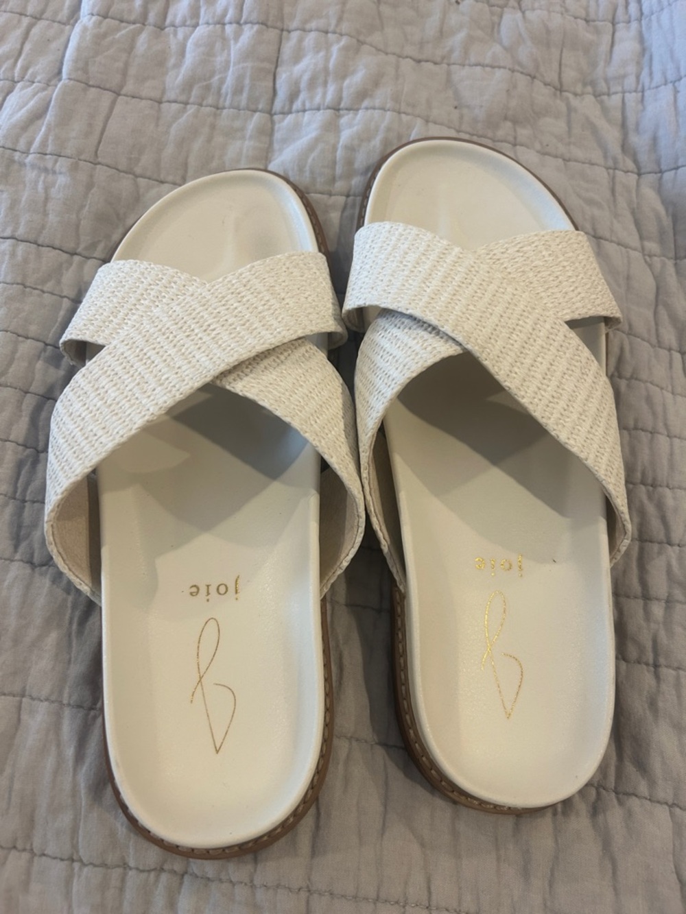 Jolie Cream Cross-Band Slide Sandals size 8.5